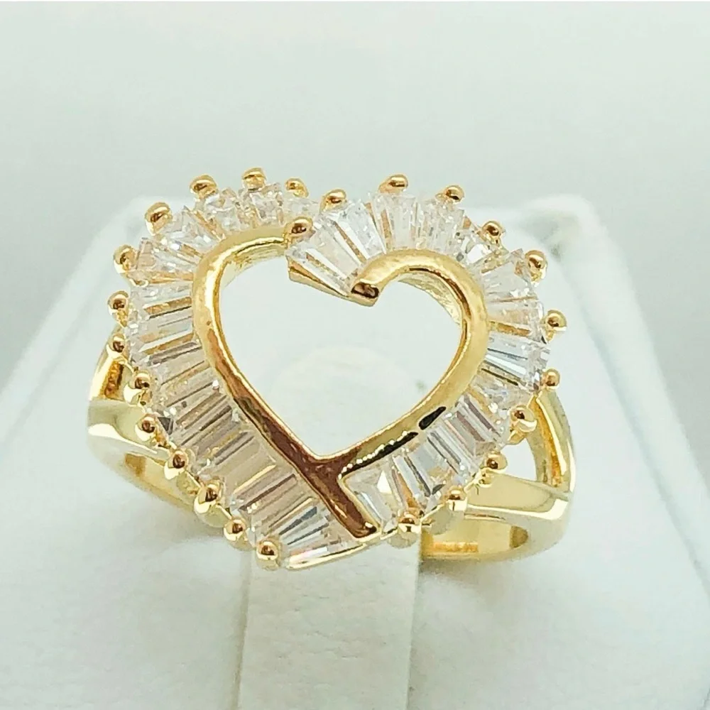 Size 6 Gold Filled Triple A CZ Heart Ring - Picture 5 of 8